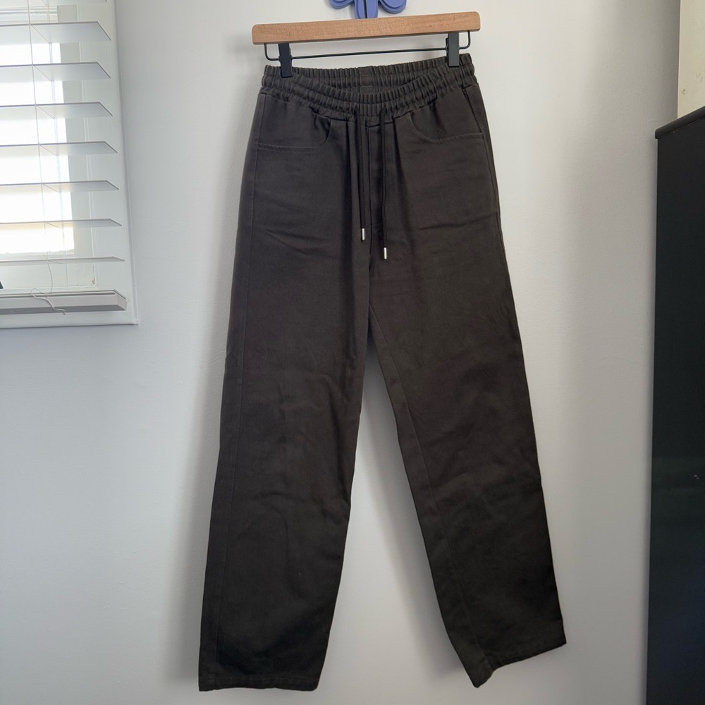 Little Puffy Small Easy Trousers Elastic Waist Drawstring Dark‎ Olive Utility - Picture 2 of 10